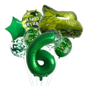 Kit de ballons de char d'assaut pour 6e anniversaire avec décorations camouflage