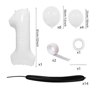 Kit colonne de ballons noir et blanc avec numéro 1 géant pour décoration d'anniversaire