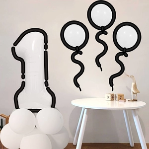 Kit de colonne de ballons numéro 1 noir et blanc minimaliste pour premier anniversaire
