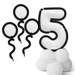 Détail du ballon numéro 5 de style dessin animé avec contours noirs et base blanche