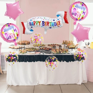 Detailed set of colorful Happy Birthday letter balloons with stars and round foil decor