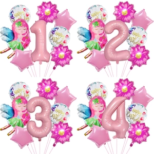 Ballons Anniversaire Thème Fée Aluminium Rose Violet Formes Étoile Fleur Décorations Fête Fille Accessoires Photographie