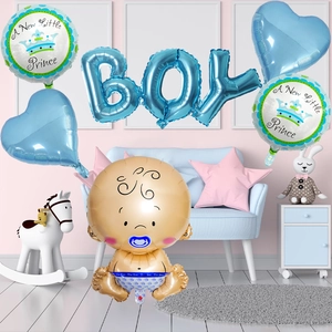 Kit ballons Baby Shower bleu avec ballon bébé en aluminium et ballons ronds Little Prince