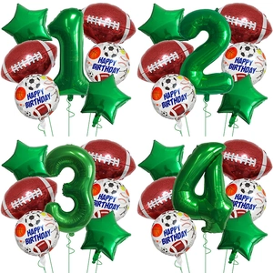 Super Bowl Sport Thema Party Football Aluminiumfolie Ballon Set Grüne Nummer 1-9 Geburtstag Deko Kinder Geschenk