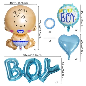 Kit de ballons de fête prénatale bleue avec ballons garçon et cœurs pour décoration