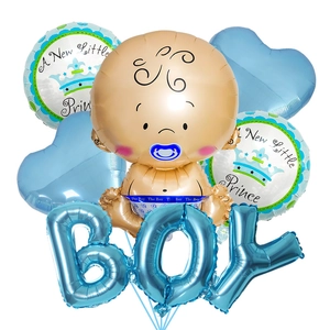 Kit de ballons de fête pour bébé garçon avec prince couronne et lettres bleues