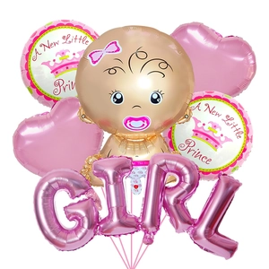 Kit de ballons Baby Shower rose et doré avec lettres Girl et motifs Petit Prince