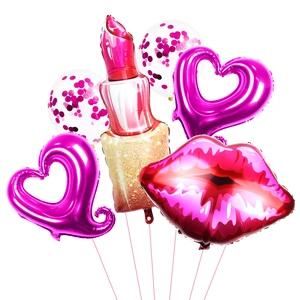 Lippenstift Lippen Herz Folienballons Valentinstag Dekoration Aluminiumfolie Latexballons Rosarot Gold Rosa