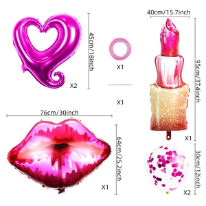 Folienballon-Set mit Lippenstift und Lippen für Make-up-Themenpartys und Dekorationen