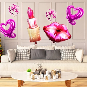 Folienballon-Set mit Lippenstift- und Lippenmotiv für Valentinstag-Partydeko
