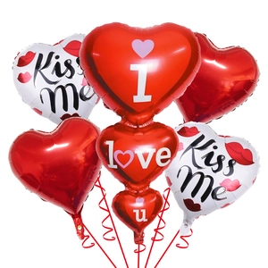 Valentine's Day balloon set featuring kiss me hearts and I love you bear theme