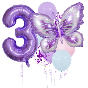 Lila Schmetterling 3. Geburtstag Ballon Set mit großem 40 Zoll Nummer 3 Folienballon