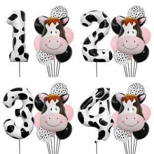 Ballons Anniversaire Vache Aluminium Latex Thème Ferme Animaux Décoration Fête Pour Enfants
