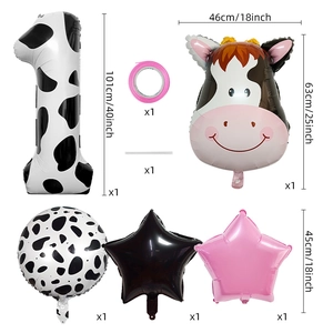 Cow print birthday balloon set with 40-inch number 1 and cute cow head for party decor