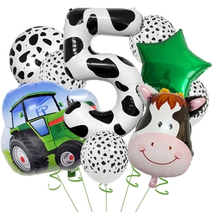 Farm animal cow theme balloon kit with number 5 for kids birthday party decoration