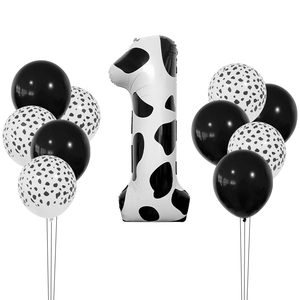 Détail du ballon numéro 1 imprimé vache 40 pouces avec ensemble de ballons assortis