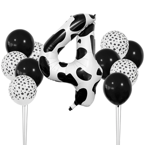Kit ballon chiffre 4 motif vache 40 pouces avec ballons en latex pour fête à la ferme