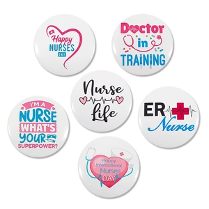 Round Nurse Badge Pin Button Tinplate For International Nurses Day Medical Party Appreciation Gift Brooch