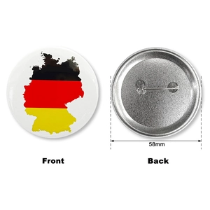 58mm Germany flag and map theme tinplate pin badge showing front and back view