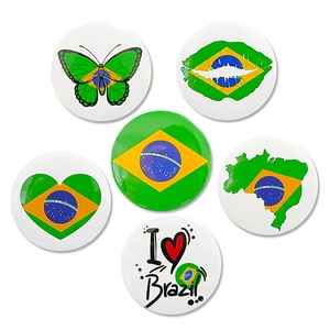 Badge Bouton En Fer-Blanc Drapeau Brésil Broche Carte Brésilienne Papillon Cœur Designs Coupe Du Monde Bar Fête Déco