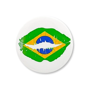 Badge en fer blanc avec imprimé lèvres drapeau du Brésil pour déco fête coupe du monde