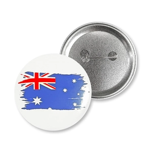 Detailansicht des australischen Flaggen-Ansteckpins mit Sicherheitsnadel-Rückseite