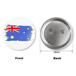 58mm Anstecknabe mit Australien-Flagge und Vintage-Effekt auf weißem Hintergrund