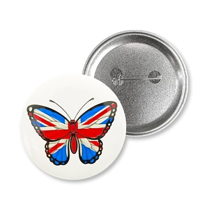 Lot de badges papillon Union Jack avec motif drapeau et épingle de sûreté au dos