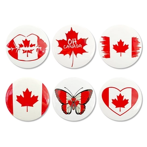 Set di 6 spille in banda stagnata Canada con motivi a foglia d'acero e scritte Oh Canada