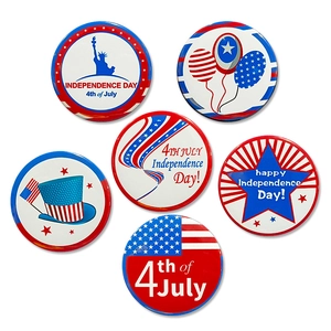 Independence Day Tinplate Badge Pin American Flag Patriotic Party Celebration Decor Brooch Metal Round Button