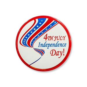 Detailed close-up of 4th July Independence Day badge with American flag star elements