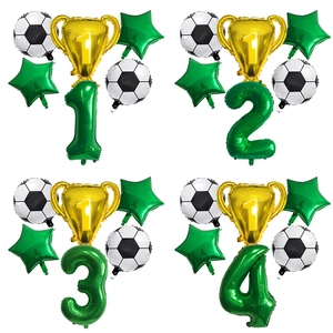 Football Theme Party Balloon Set Aluminum Foil Trophy Soccer Star Digit Balloons For Kids Birthday Sports Celebration Decor