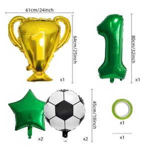 6-piece football trophy foil balloon set with number 1 for birthday party decorations