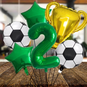 6-piece football champion trophy balloon set for 2nd birthday party sports decoration