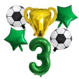 6pcs soccer balloon set with trophy and number 3 for boys third birthday party decor