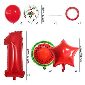 Kit de ballons pastèque avec chiffres en aluminium et ballons latex pour anniversaire