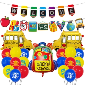 Back To School Party Decorations Foil Latex Balloons School Bus Pencil Backpack Banner For Classroom Photo Props
