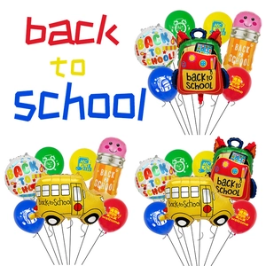 Back To School Balloon Aluminum Film Latex Bus Pencil School Bag Pattern For Classroom Party Decoration Classroom Celebration