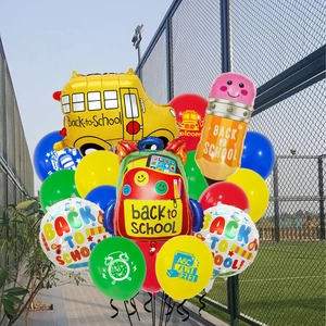 Back to School balloon set with school bus and pencil foil balloons for party decor
