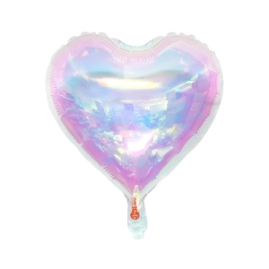 Iridescent heart-shaped foil balloon with laser metallic finish for wedding party decor