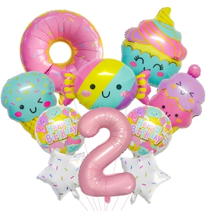 Detail von Süßigkeiten-Eis-Ballon-Set mit großer Nummer 2 für die 2. Geburtstagsdekoration