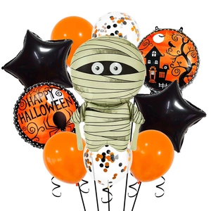 Halloween balloon set featuring mummy foil, themed round foil and star balloons