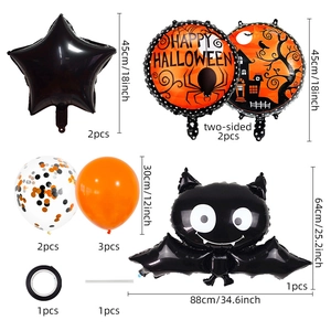 Detailed Halloween balloon set with bats and stars for festive party decorations
