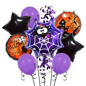 Halloween balloon set with foil pumpkin star and spider web balloons for party decor
