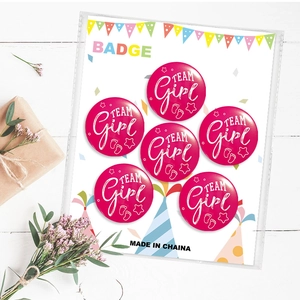 6er-Set magentafarbene Team Girl Anstecknadeln für Babypartys und Gender Reveal Partys
