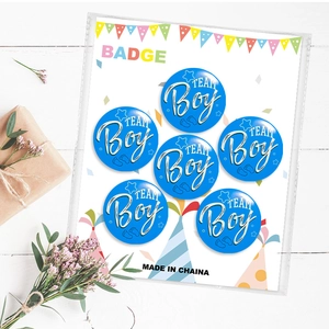 Baby Shower Gender Reveal Blechabzeichen Team Boy Team Girl Stern Fußabdruck Muster Runde Anstecknadel Für Party Gäste Deko