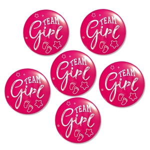 6er-Set rosa Team Girl Babyparty-Anstecknadeln mit süßen Fußabdrücken und Sternen
