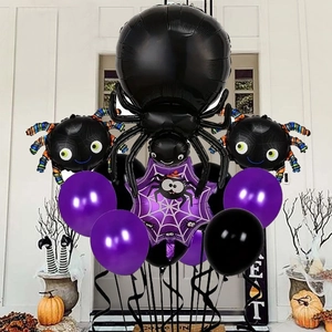 Halloween black spider web foil balloon set for party decoration and props
