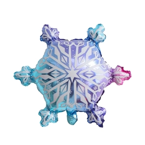 Détail du ballon flocon de neige en aluminium dégradé bleu violet avec motifs blancs