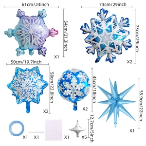 Kit de ballons flocon de neige pour décoration de Noël avec étoiles et formes rondes